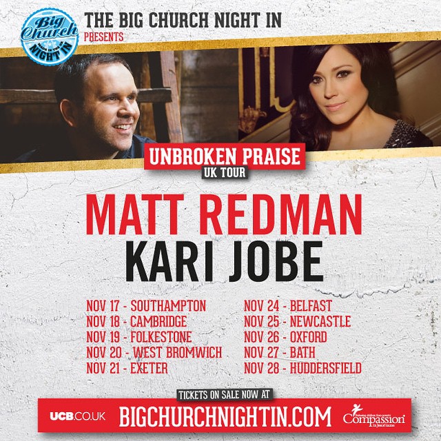 Matt Redman & Kari Jobe Announced For The Big Church Night In UK Tour