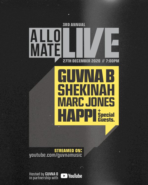 Guvna B Announces Free Online Concert: 'Allo Mate Live 2020'